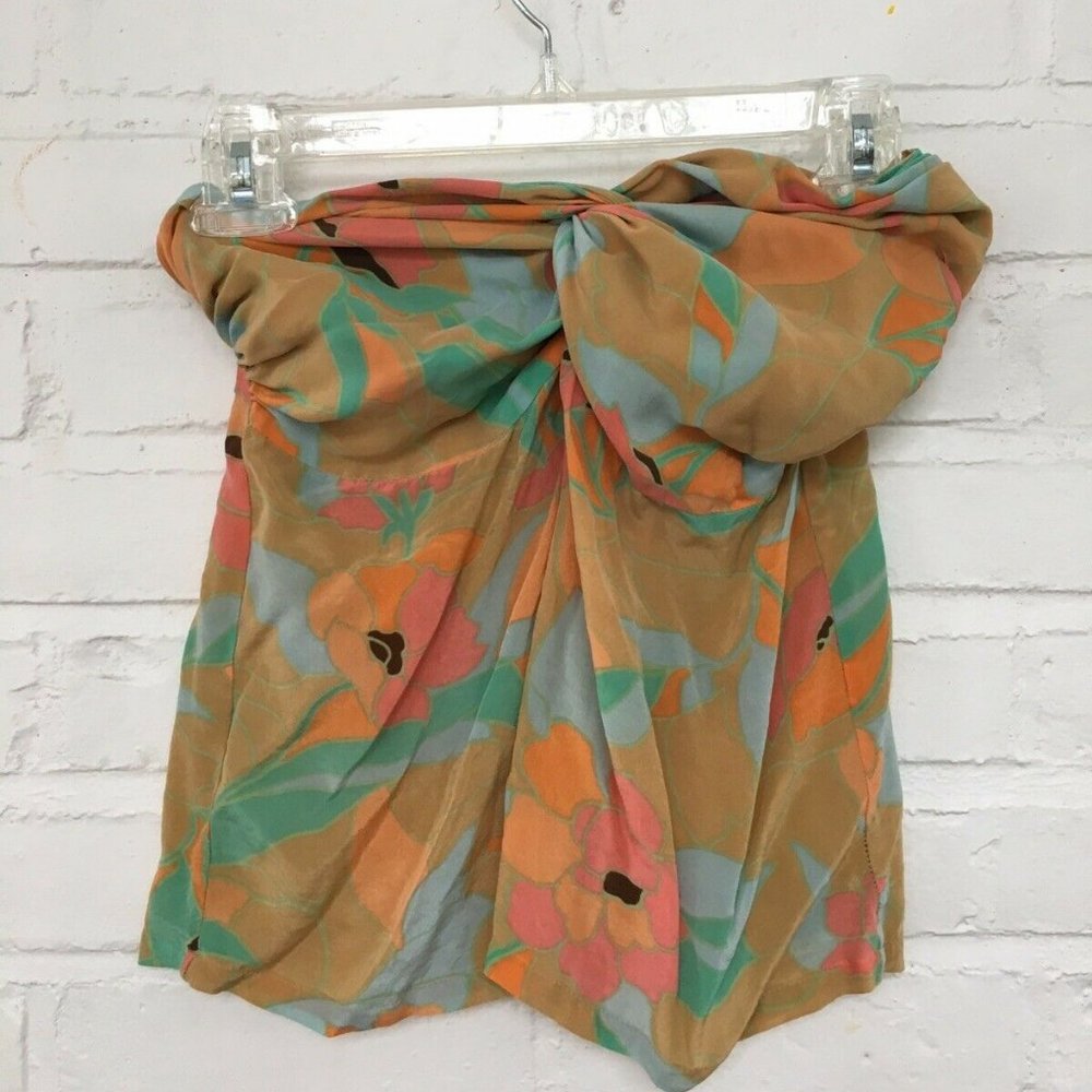 Victoria's Secret Body Strapless Silk Floral Hawaiian Tropical Top - Size S